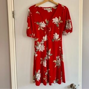 OASIS Red Floral Dress Size Medium